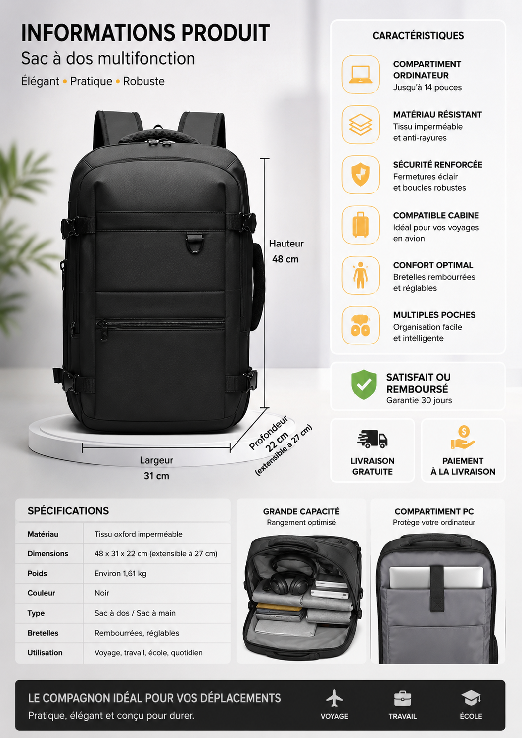 🎒✨ Le sac à dos intelligent avec pompe de compression intégrée ! ✨🎒 Version officielle. (Ref5)