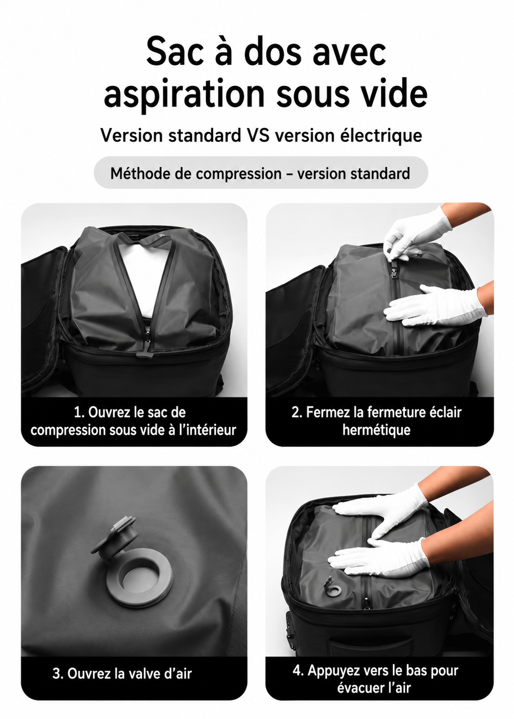 🎒✨ Le sac à dos intelligent avec pompe de compression intégrée ! ✨🎒 Version officielle. (Ref3)