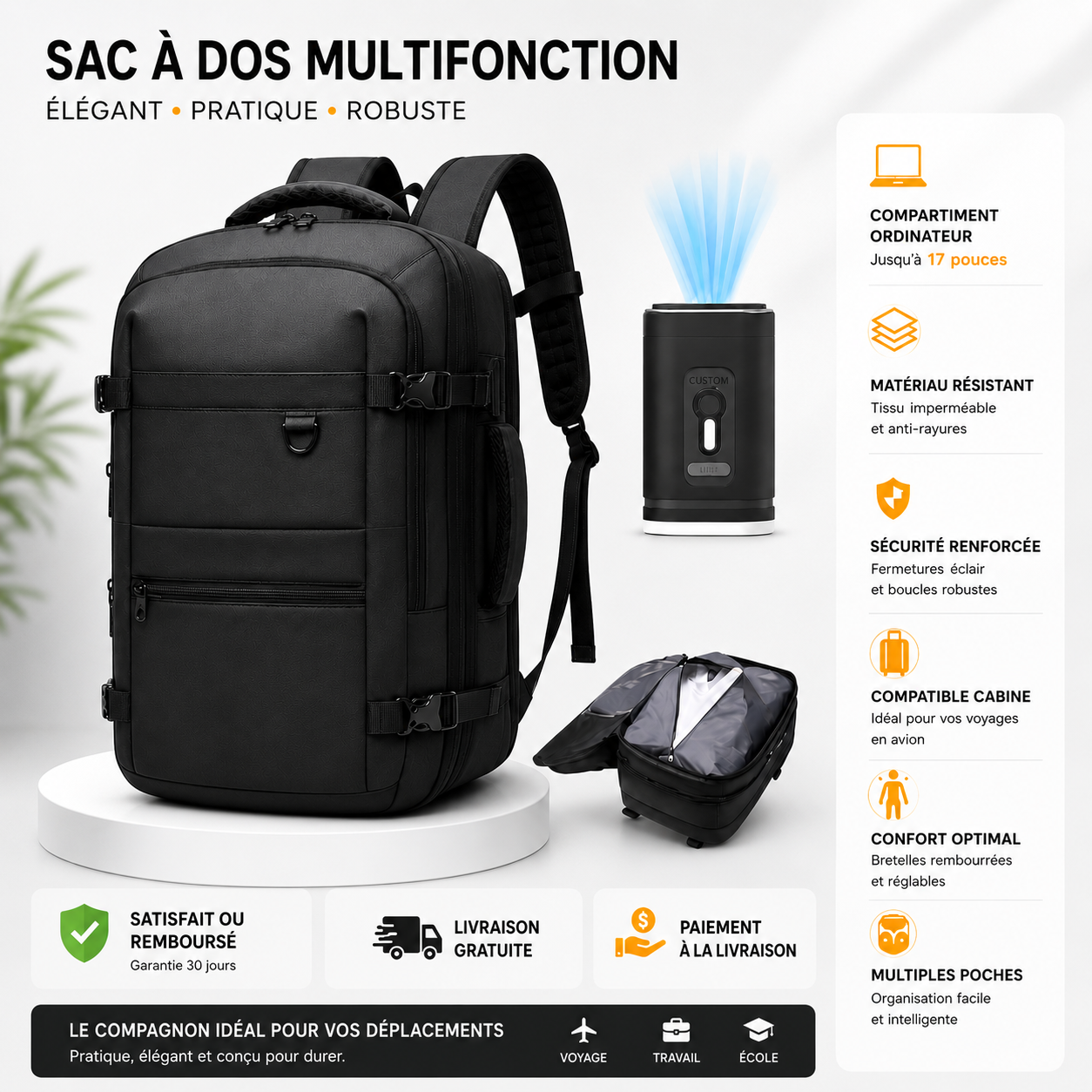 🎒✨ Le sac à dos intelligent avec pompe de compression intégrée ! ✨🎒 Version officielle. (Ref5)