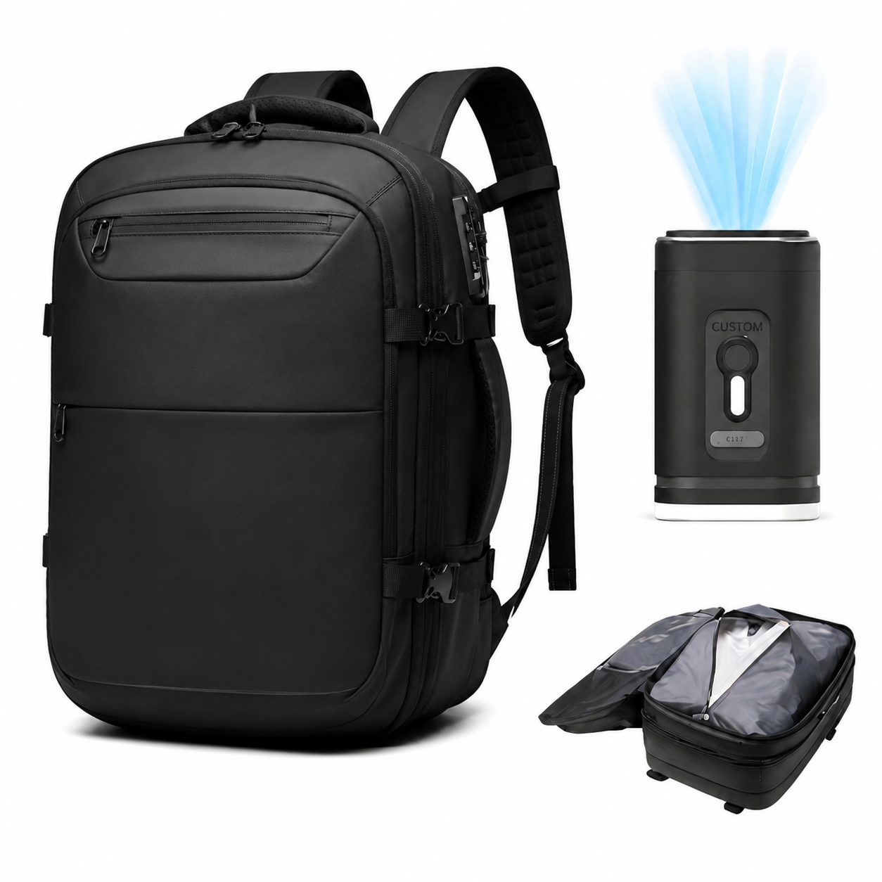 🎒✨ Le sac à dos intelligent avec pompe de compression intégrée ! ✨🎒 Version officielle. (Ref4)