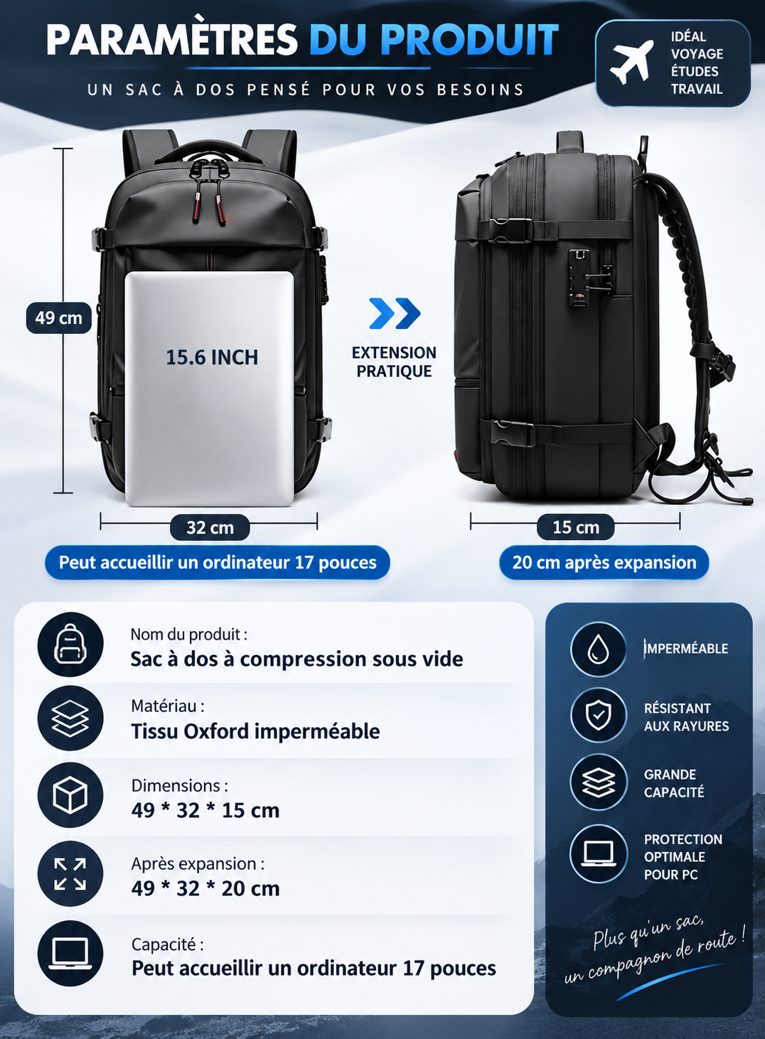 🎒✨ Le sac à dos intelligent avec pompe de compression intégrée ! ✨🎒 Version officielle.